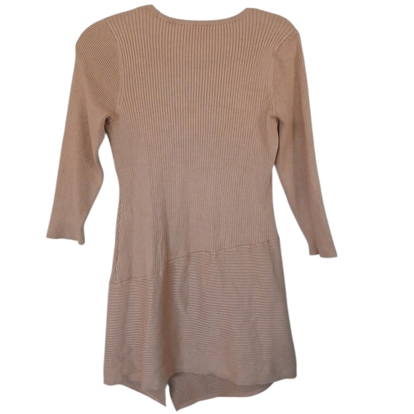New York & Co NWT Light Brown Tan Ribbed Tunic Sweater With Front Slit Large - Picture 2 of 9